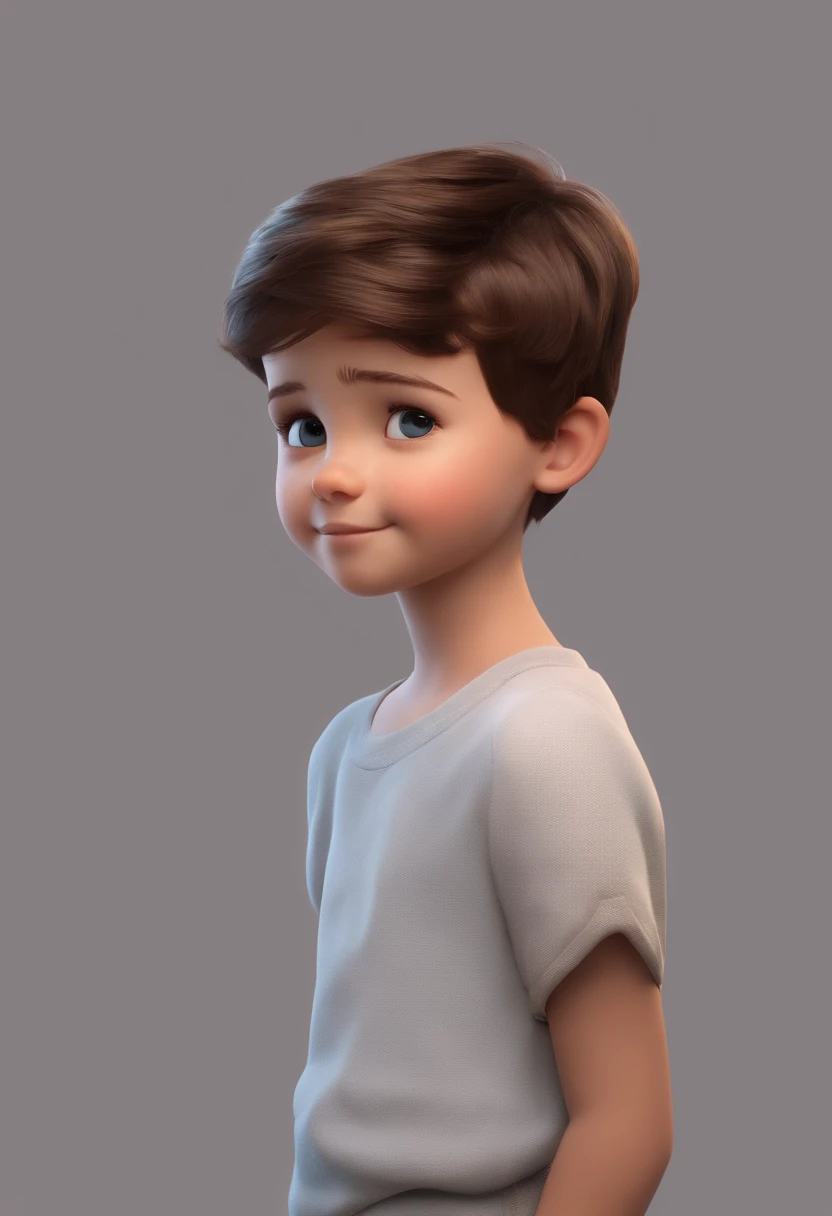 a happy cute kid standing short hair, vestindo uma fantasia espacial, , fundo branco, barnet, Tom, Estilo Pixar, ....3d, desenhos animados, rosto detalhado, asymmetrical 16k