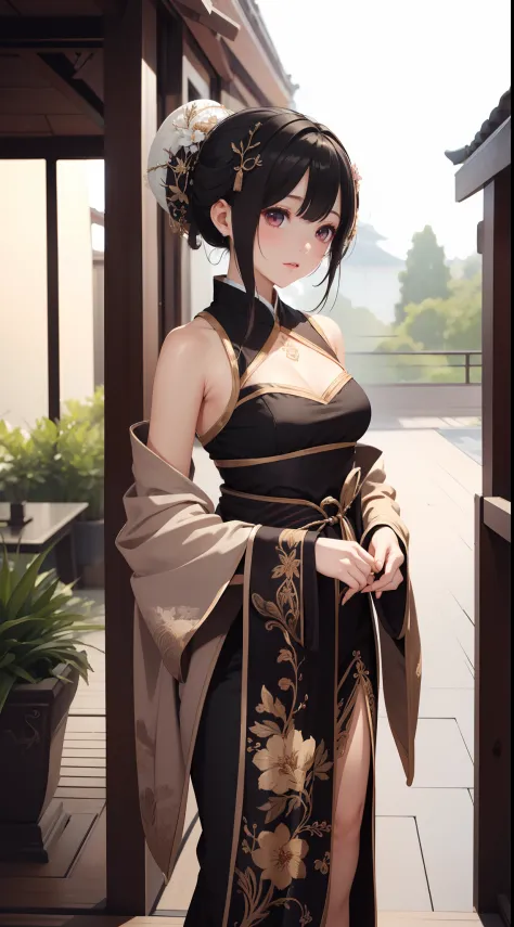 ((Best quality)), ((Masterpiece)), ((Ultra-detailed)), (illustration), (Detailed light), (An extremely delicate and beautiful),A charming young girl,Dramatic perspective,Hanfu long skirt