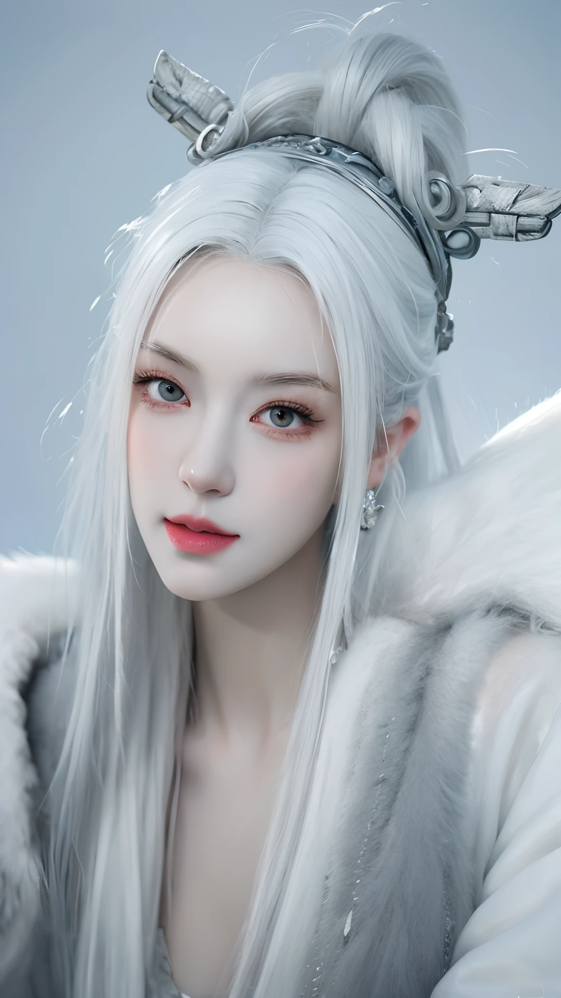 a close up of a woman with white hair and a white mask, beautiful character painting, guweiz, artwork in the style of guweiz, white haired deity, by Yang J, epic exquisite character art, stunning character art, by Fan Qi, by Wuzhun Shifan, guweiz on pixiv artstation