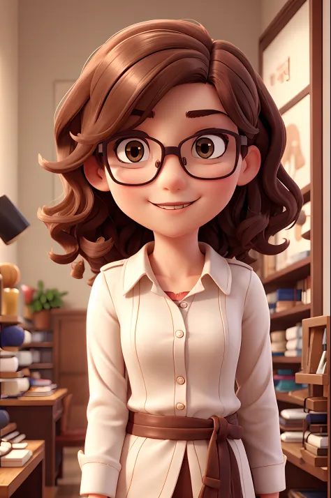 Beautiful character girl with short wavy hair in glasses doing advertising campaign from an optician