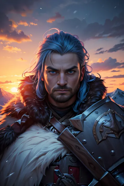 (best quality,4k,8k,highres,masterpiece:1.2),ultra-detailed,realistic, portraits, vibrant colors, sunset lighting, Viking warrio...