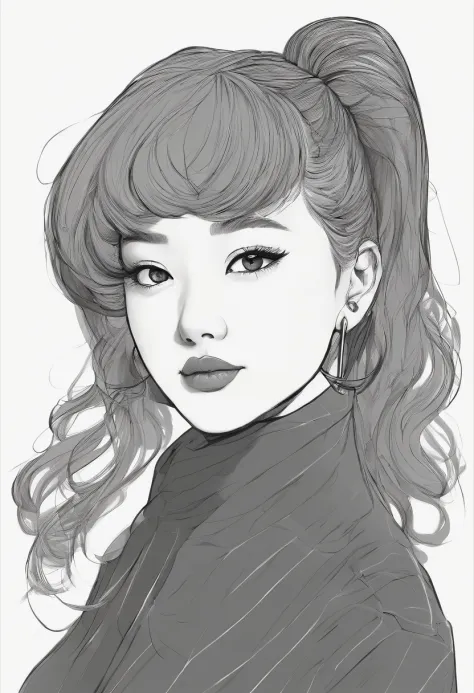 hair styles:  well-proportioned, The high ponytail adds an element of sophistication and style, Super Cute 20 Year Old Korean Girl,happy face, cartoon style illustration, cartoon art style, cartoon art style, digital illustration style, highly detailed cha...