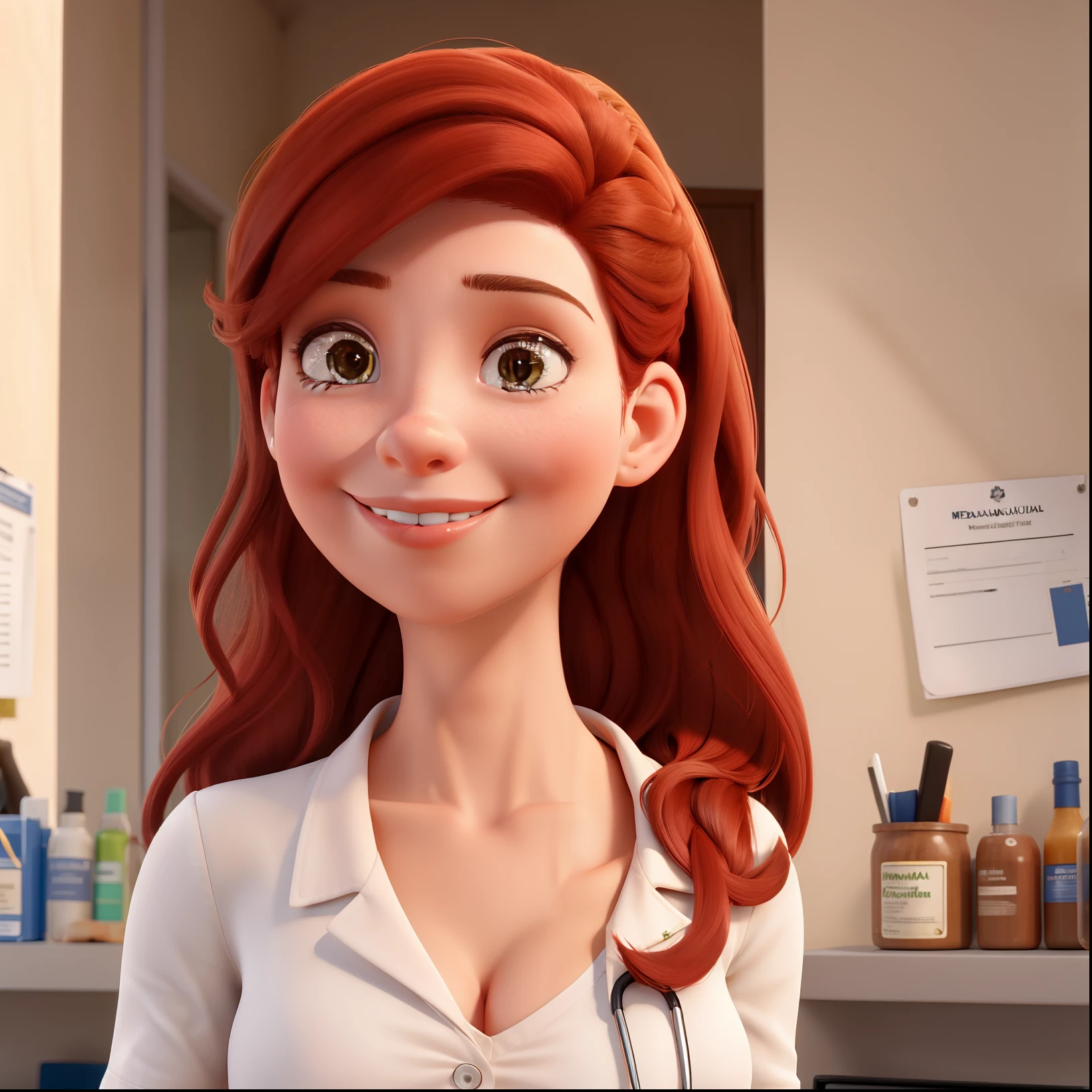 A close up of a cartoon character with a red hair - SeaArt AI