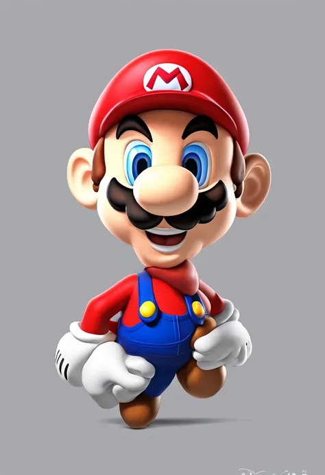 Imagem arafada de um personagem de Mario Bros em pé sobre um piso de  madeira - SeaArt AI