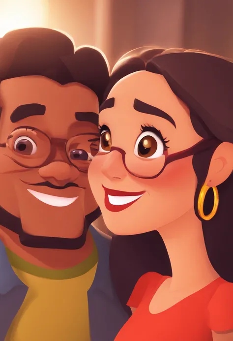 An illustration of an adorable couple, Highlight for a chubby mulatto ...