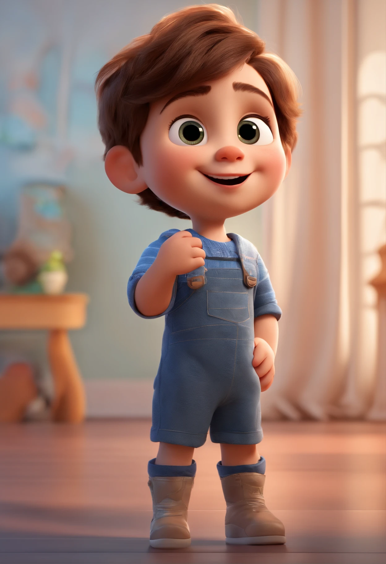 un niño de 6 años, cabello castaño, cuerpo entero, disney Pixar, lindo -  SeaArt AI