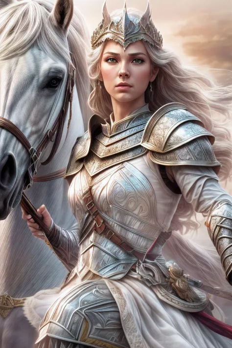 (fantasy movie poster: 1.5) named the white knight,(movie poster: 1.5), rpg art, a beautiful  (woman: 1.3), white knight ridong ...