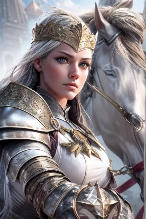 (fantasy movie poster: 1.5) named the white knight,(movie poster: 1.5), rpg art, a beautiful  (woman: 1.3), white knight ridong ...