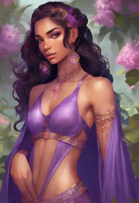 pinup, beautiful woman, half-elf, (((black hair))), (((purple eyes))) -  SeaArt AI