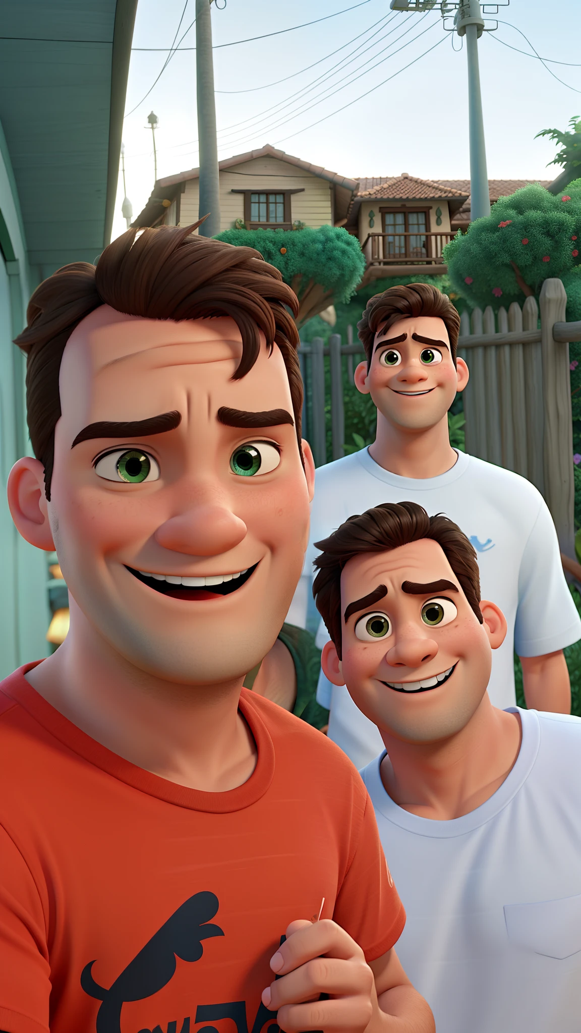 A close up of a cartoon character with two men - SeaArt AI