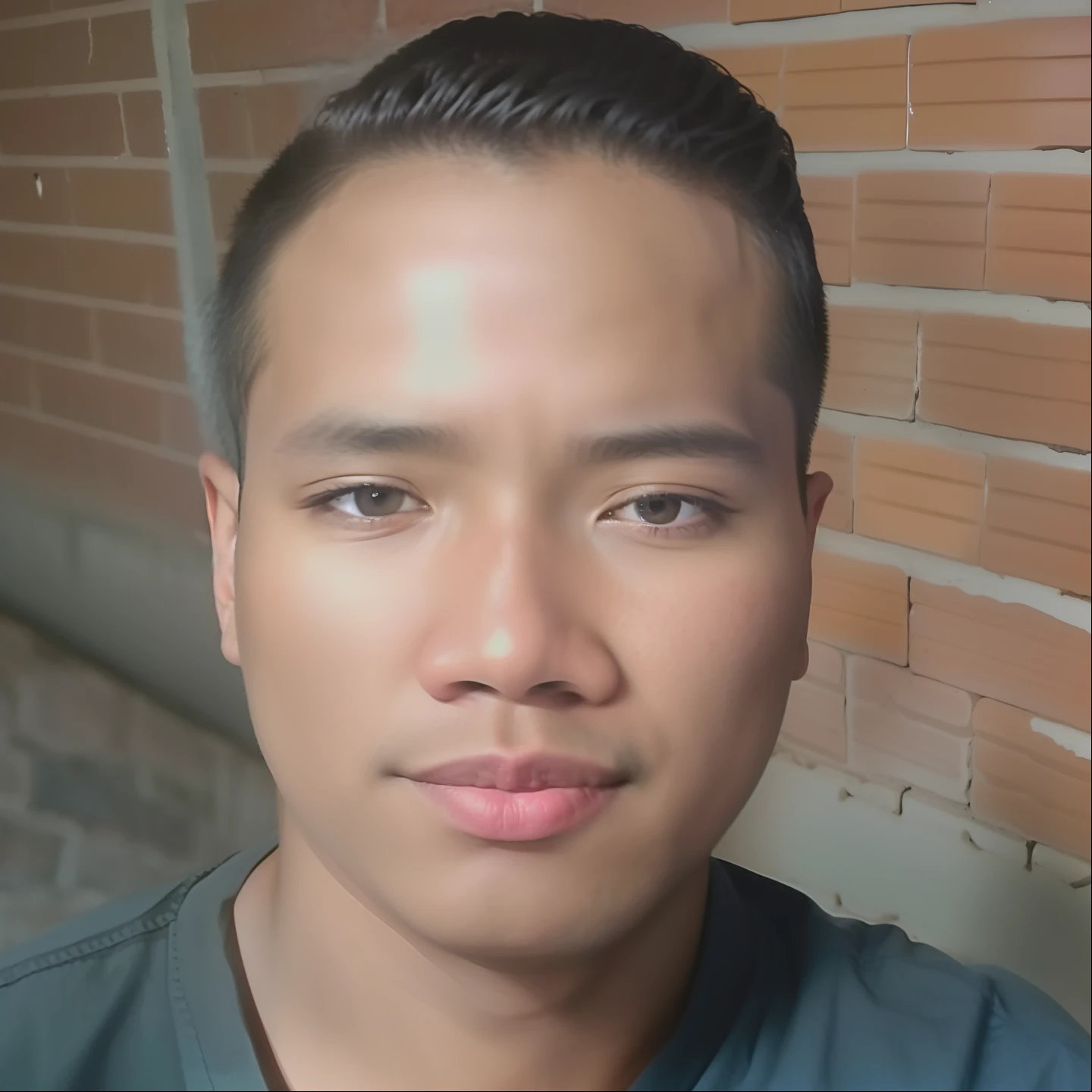 there is a man that is standing in front of a brick wall, south east asian with round face, Thawan Duchanee, 2 7 anos, 2 8 anos, Nivanh Chanthara, 2 9 anos, com rosto preciso, asian male, Imagem, ramil sunga, Homem de 4 0 anos, john jude palencar