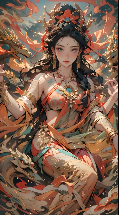 The image of the Great Goddess depicts an ancient goddess of creation，Nuwa is the creation goddess in Chinese mythology。This is ...