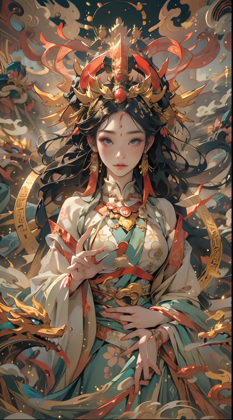 The image of the Great Goddess depicts an ancient goddess of creation，Nuwa is the creation goddess in Chinese mythology。This is ...