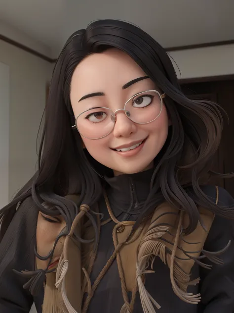 Asian woman in glasses smiling