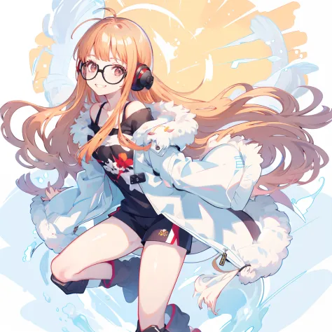 masutepiece, Best Quality, hight resolution, 1girl in, futaba sakura, Blunt bangs, Glasses, black-framed eyewear, Ahoge, Small b...