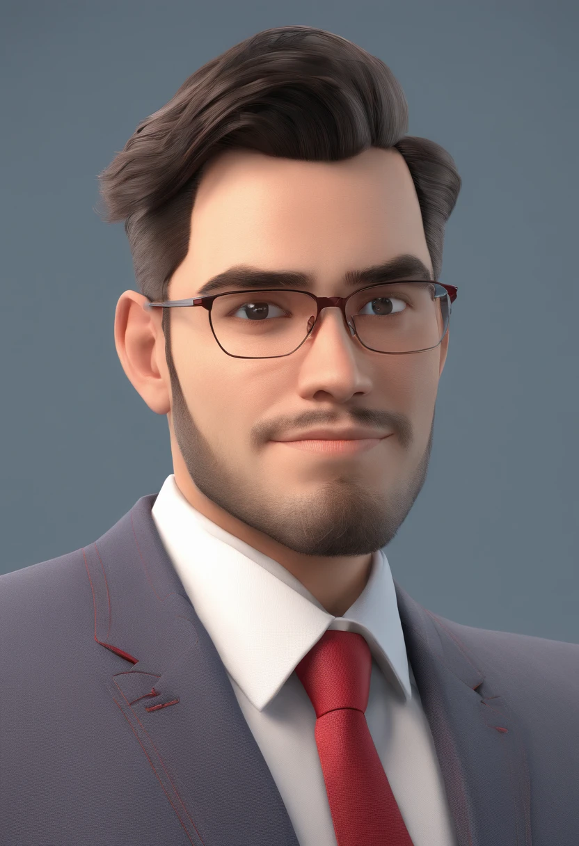 Man suit blue red tie age 25 years old The art style should resemble the pixar animation style.