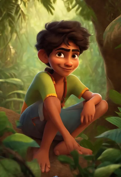 Cute Indian 15 Year Old Boy in Pixar Jungle