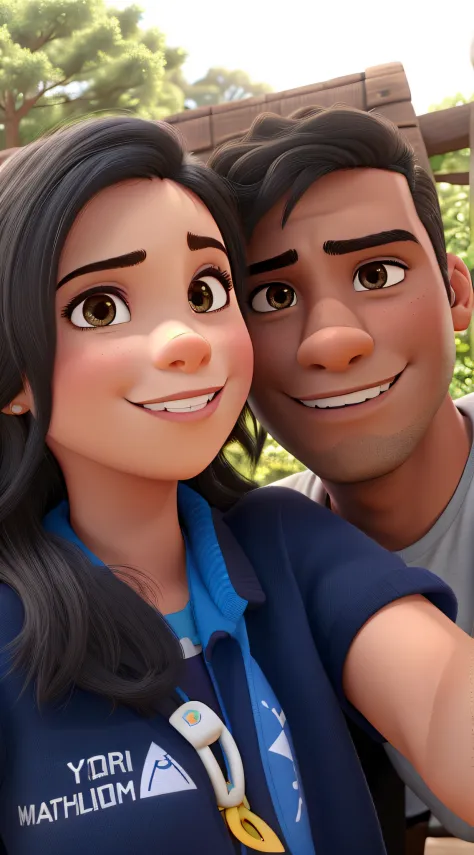 um jovem casal interracial estilo disney pixar, alta qualidade, better quality and resolution