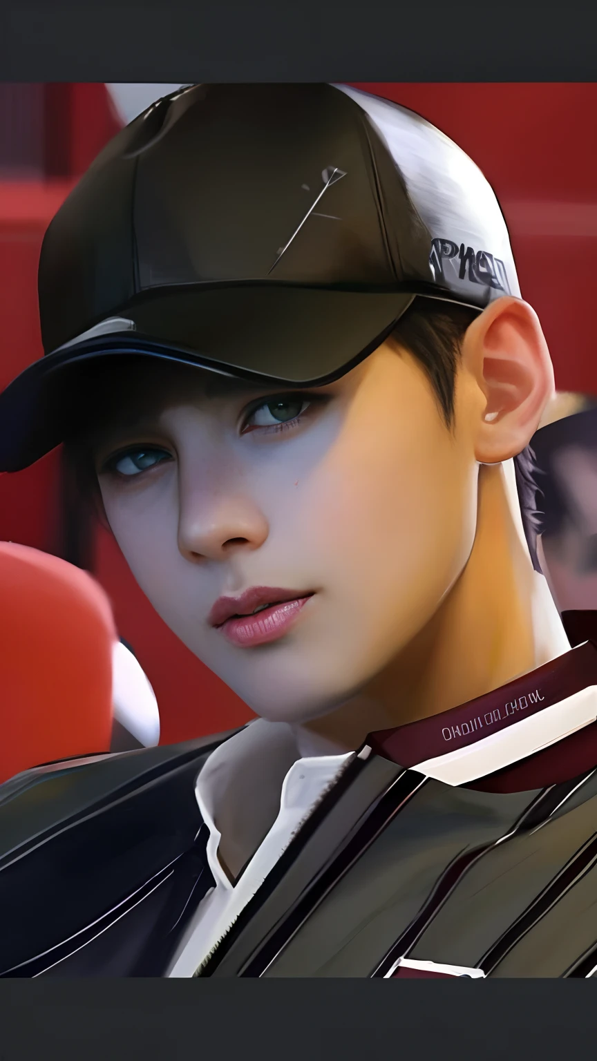 Ein karikiertes Bild eines Mannes, der eine Baseballkappe und eine Baseballuniform trägt, Kim Doyoung, jinyoung shin, jungkook, Inspiriert von Bian Shoumin, cai xukun, fahles, bezauberndes koreanisches Gesicht, fotorealistisch!!!!!!! Kunst Stil, hochwertiges Fanart, inspiriert von Zhang Han, Jinyoung Shin Ästhetik, jung jaehyun, inspiriert von Kun Can, offizielles Fanart