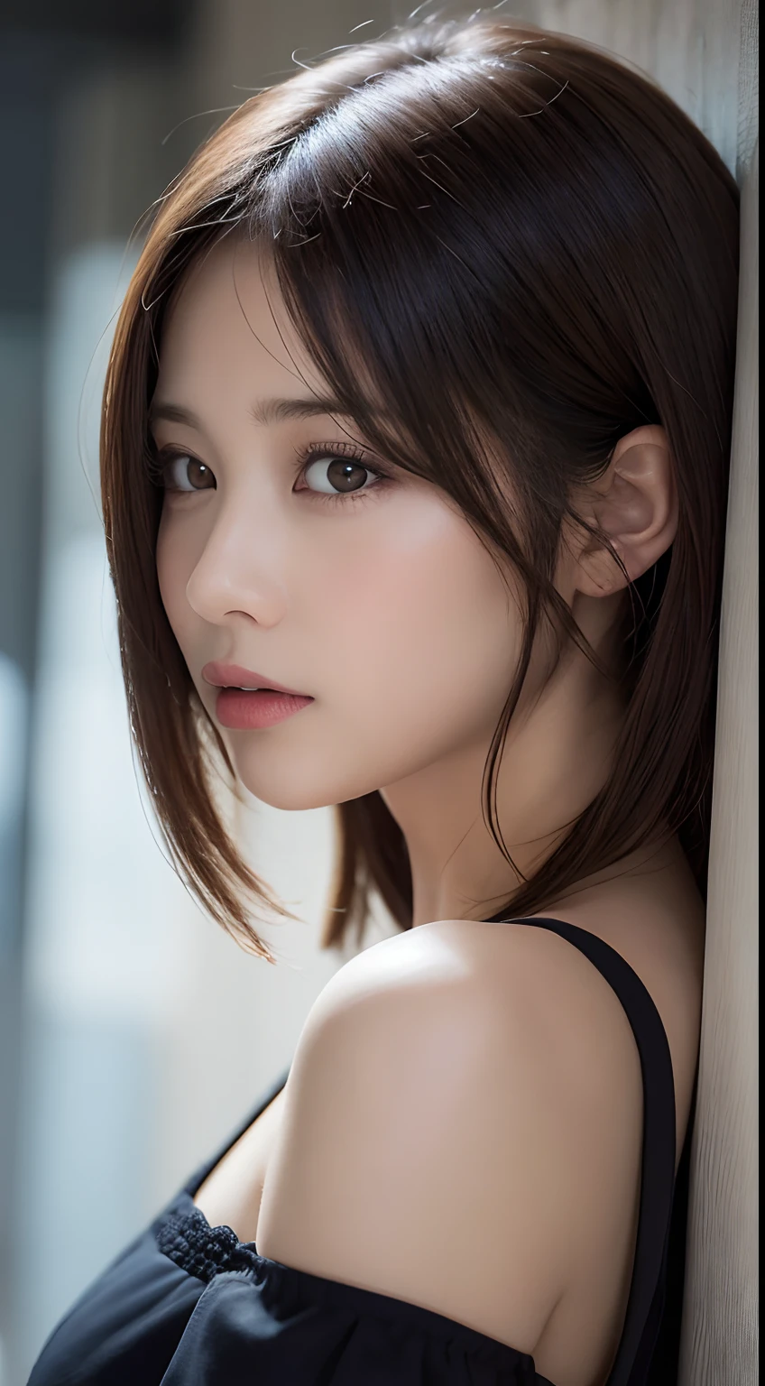 masutepiece, Best Quality, Illustration, Ultra-detailed, finely detail, hight resolution, 8K Wallpaper, Perfect dynamic composition, Beautiful detailed eyes , 城市(Scramble crossing), Sexy face,Face feeling ecstasy,Face at the peak of sexual arousal，profile,Perfect and beautiful face