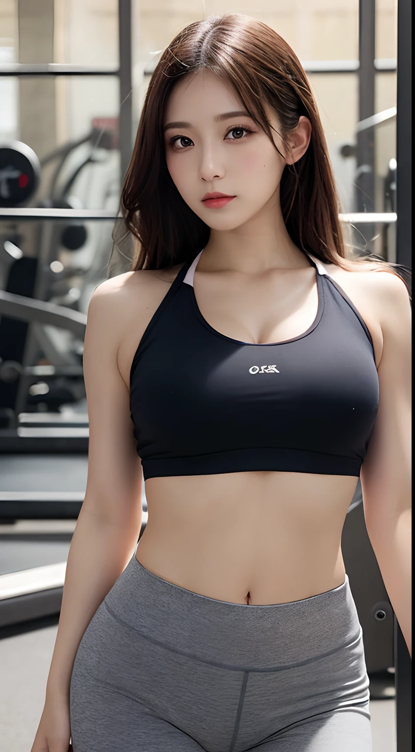 A Woman In A Black Sports Bra Top And Grey Shorts Seaart Ai 0995