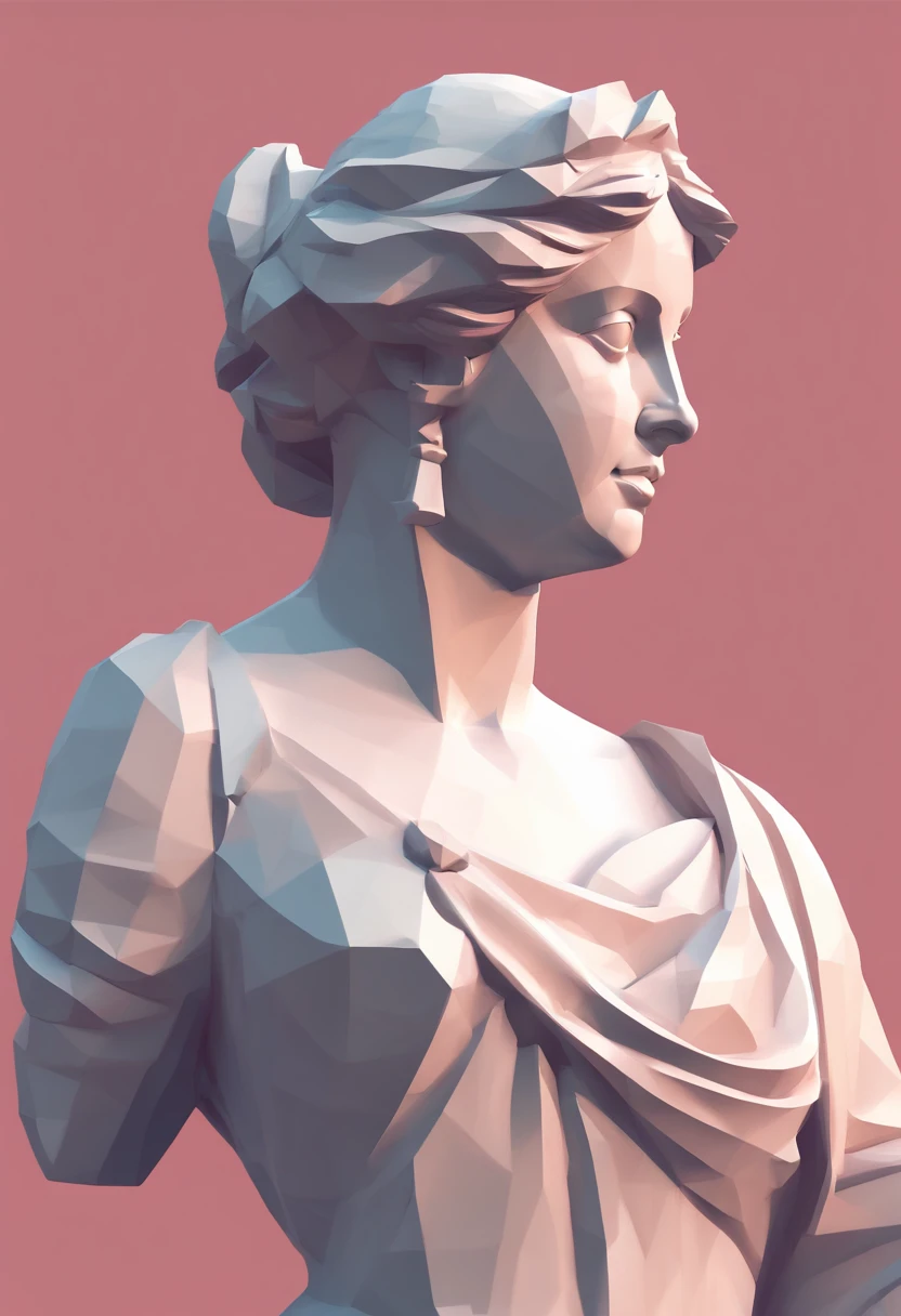 Close-up of a statue of a woman, Colorful classical statues, Escultura grega do retrato da divindade, classic art, bust with a beautiful neck, Escultura Michelangelo, classicismo artstyle,Estilo de arte de corte de papel, neon cor doce, simples, elegante, brilhante.。.。.。.。...3d, Desvio para o vermelho, Arnold Renderizador, High detail, alta qualidade,Candy cor 8K