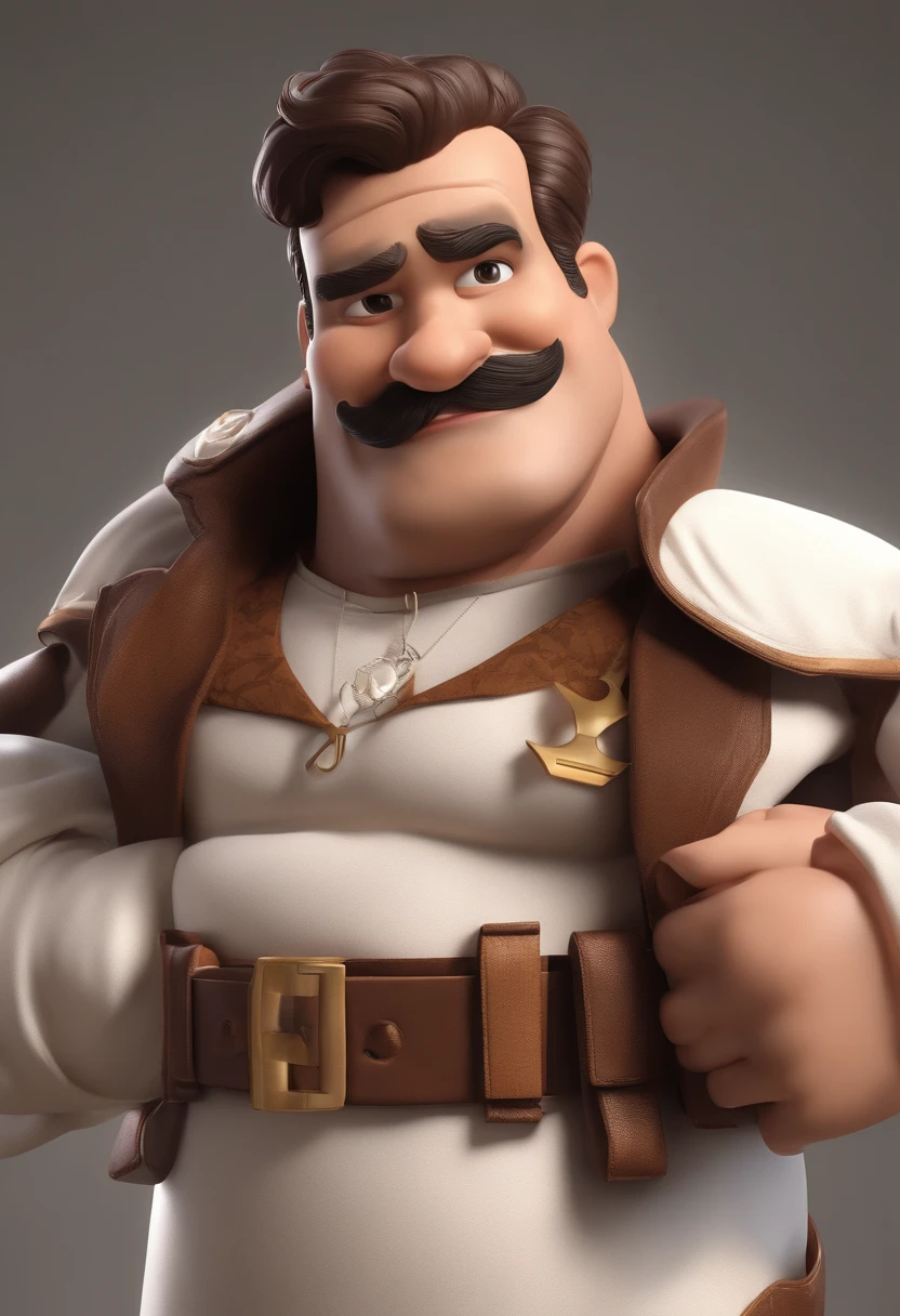 Um close de um personagem de desenho animado com bigode e jaqueta de couro  - SeaArt AI