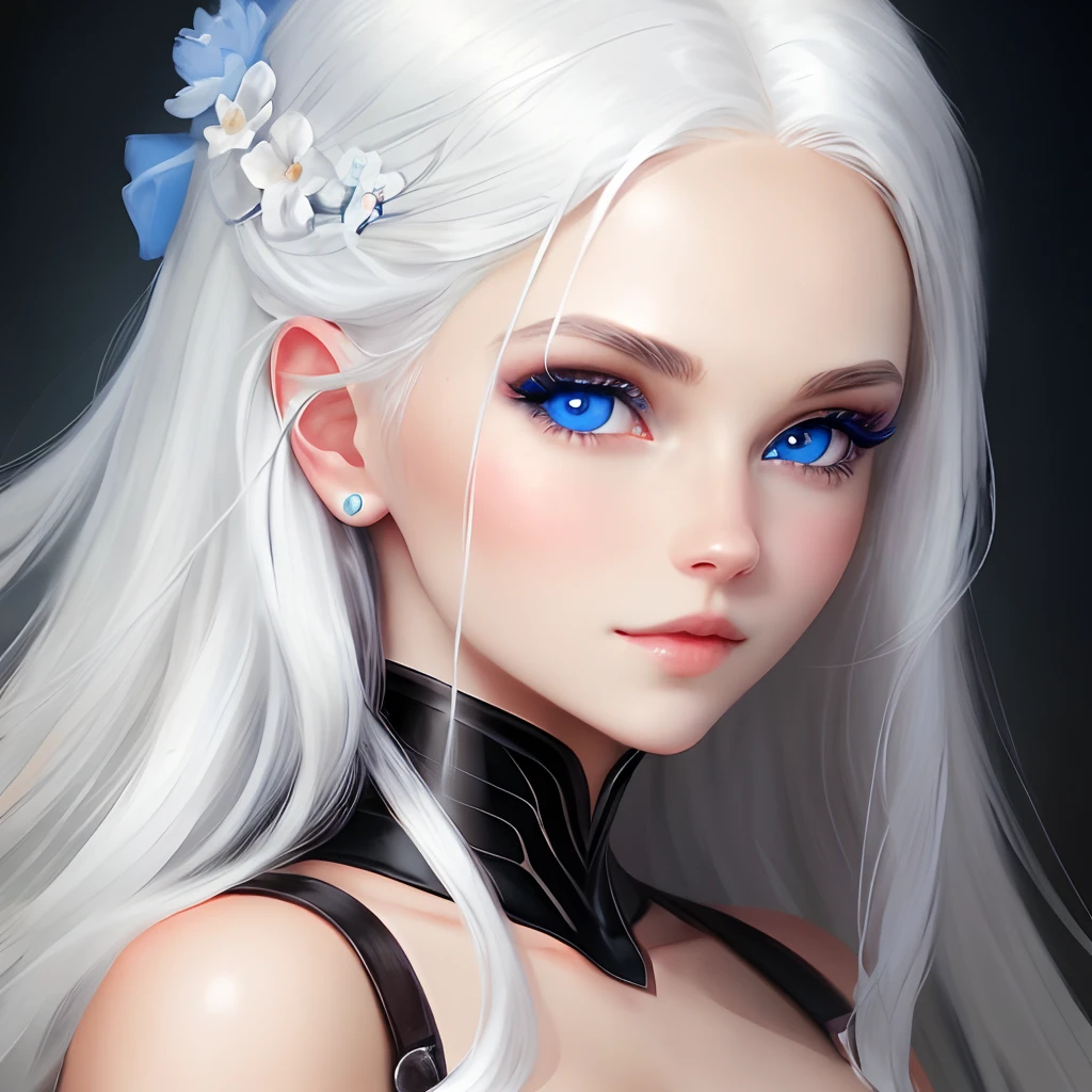 Beautiful Girl, White Hair, Blue Eyes