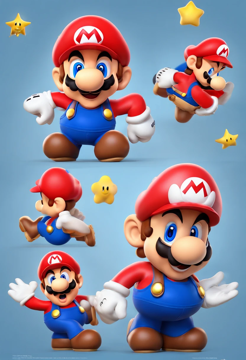 Un grupo de cuatro imágenes de personajes de mario bros - SeaArt AI