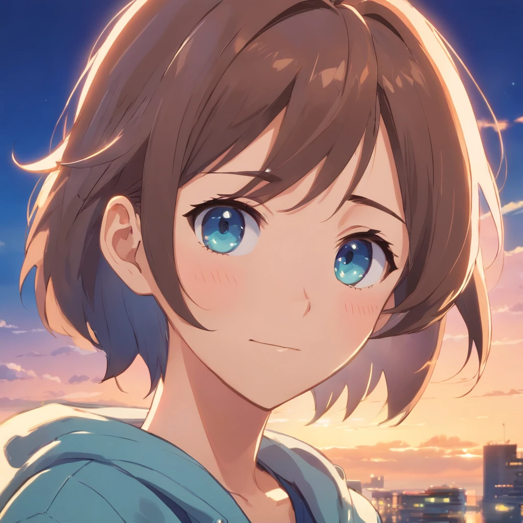 Anime girl with blue eyes looking at the camera - SeaArt AI