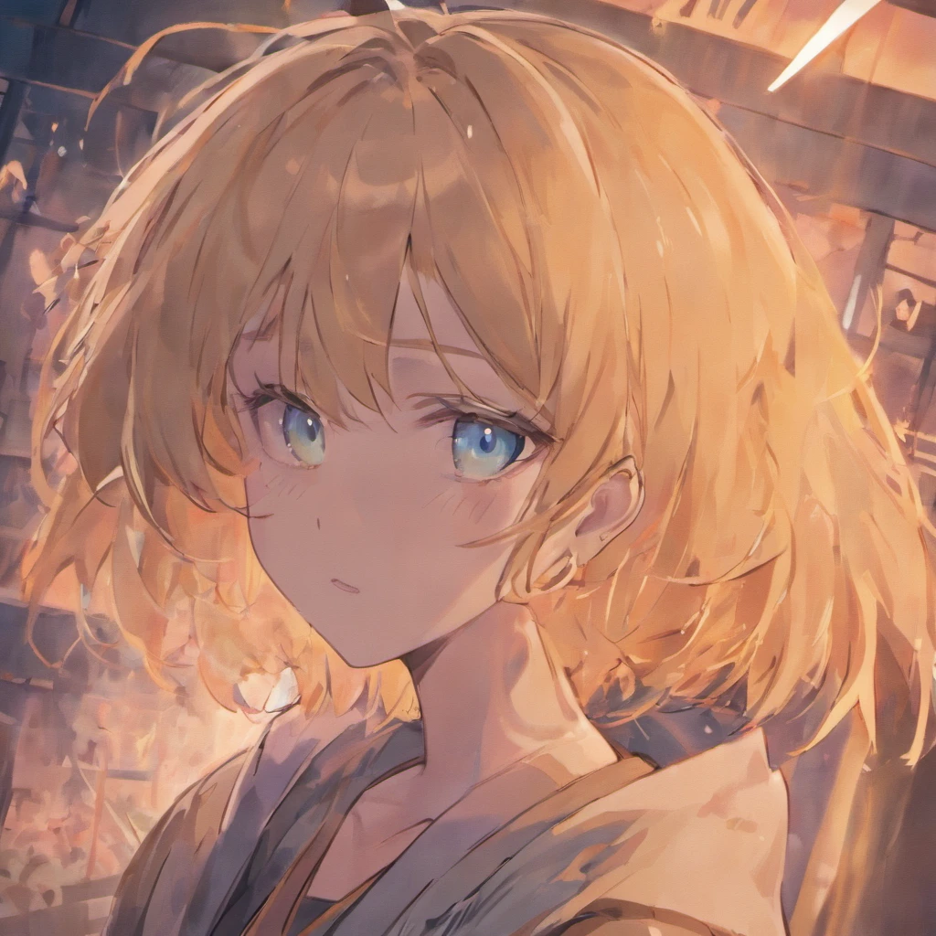 Anime girl with blonde hair and blue eyes looking at camera - SeaArt AI