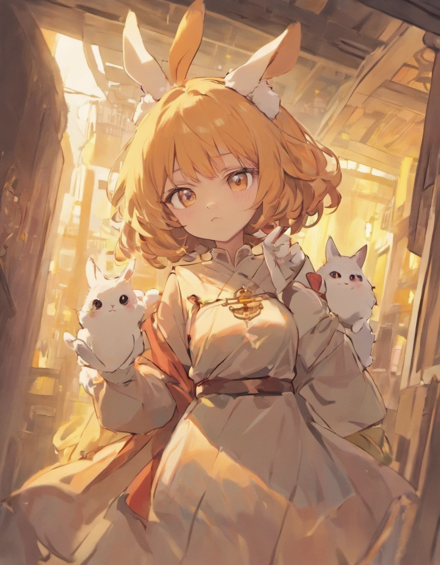 Anime girl with two cats in her arms - SeaArt AI