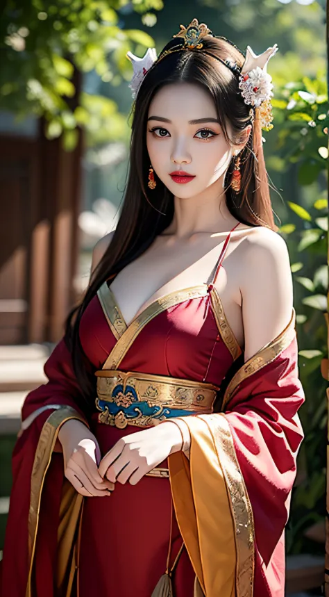 best qualtiy，tmasterpiece，Ultra-detailed high resolution，（Photorealsitic：1.4），RAW photogr，，illustratio， Chinese woman in red dre...