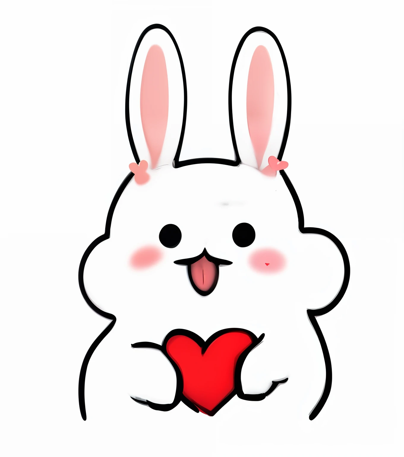 There is a white bunny with a red heart in its hands - SeaArt AI