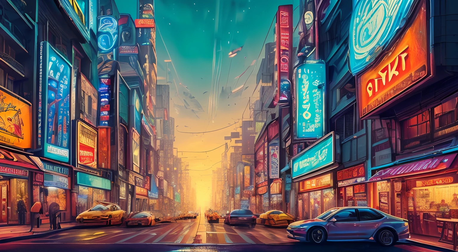 (best quality,4k,8k,highres,masterpiece:1.2), ultra-detailed, (realistic, photorealistic, photo-realistic:1.37), Urban street view, smiling, urban setting,  neon, cyberpunk, futuristic,  futurism, vibrant colors, soft lighting, golden pills, magical atmosphere,