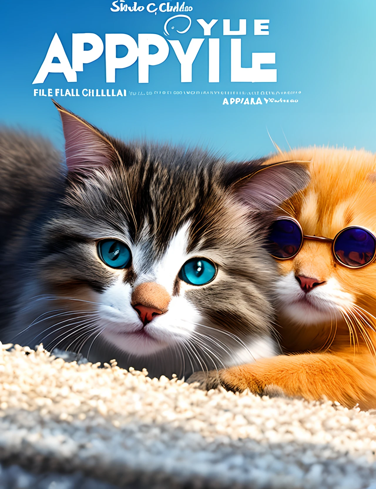 There are two cats laying on the carpet with sunglasses on - SeaArt AI