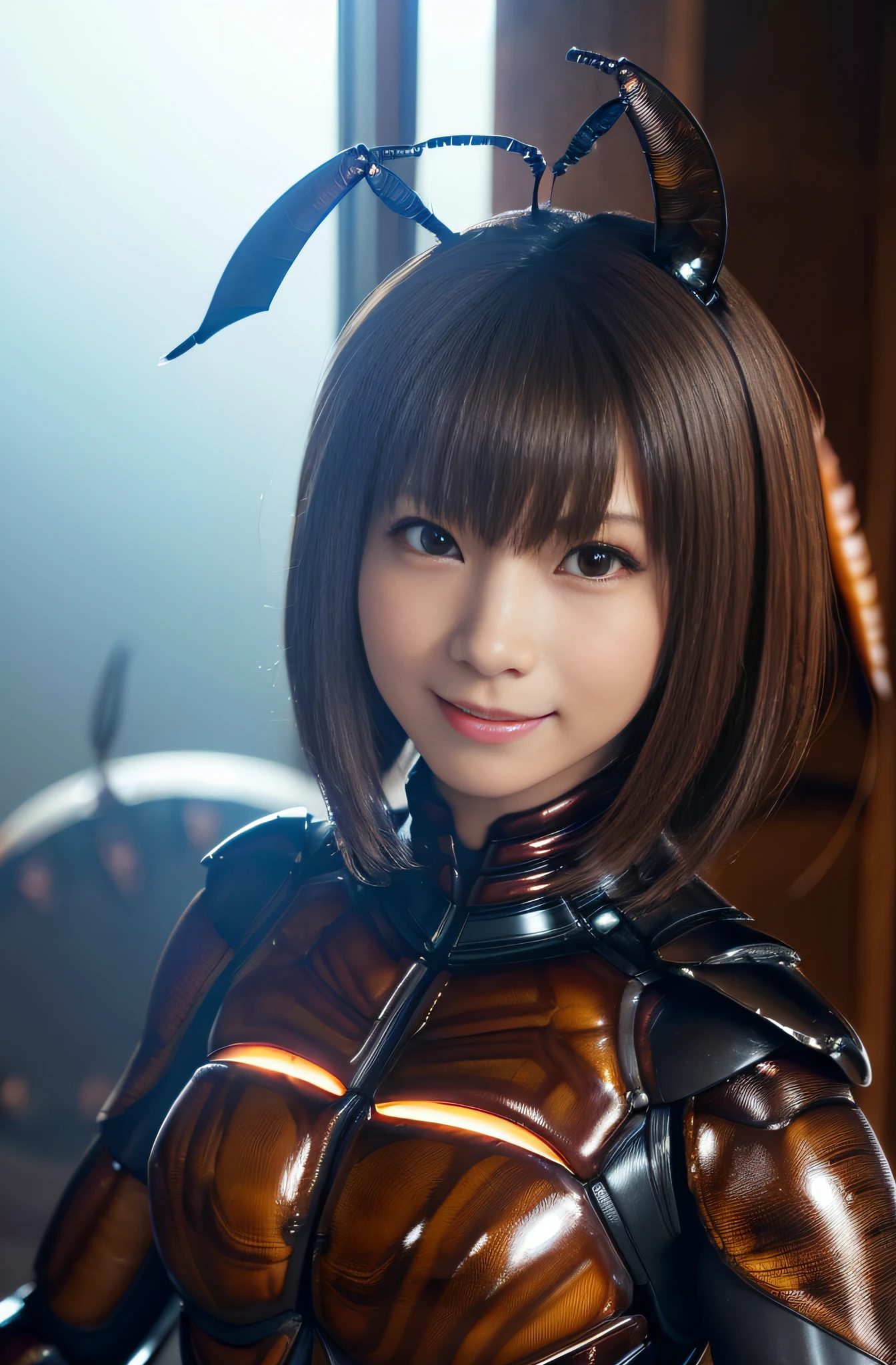 (high resolution,masterpiece,best quality,extremely detailed CG, anime, official art:1.4), realistic, photo, amazing fine details, all intricate, gloss and shiny,awesome many layers, 8k wall paper, 3d, sketch, kawaii, illustration,( solo:1.4), perfect female proportion,villainess, (fusion of dark brown cockroach and lady:1.4), (brown cockroach form lady:1.2), (brown cockroach lady:1.2), (fusion:1.2), (solo:1.4), (evil smile:1.2), muscular, abs, (cockroach brown exoskeleton bio insect suit:1.4), (cockroach brown exoskeleton bio insect armor:1.2), (brown transparency cockroach wing:1.4), (brown cockroach antennae:1.3),