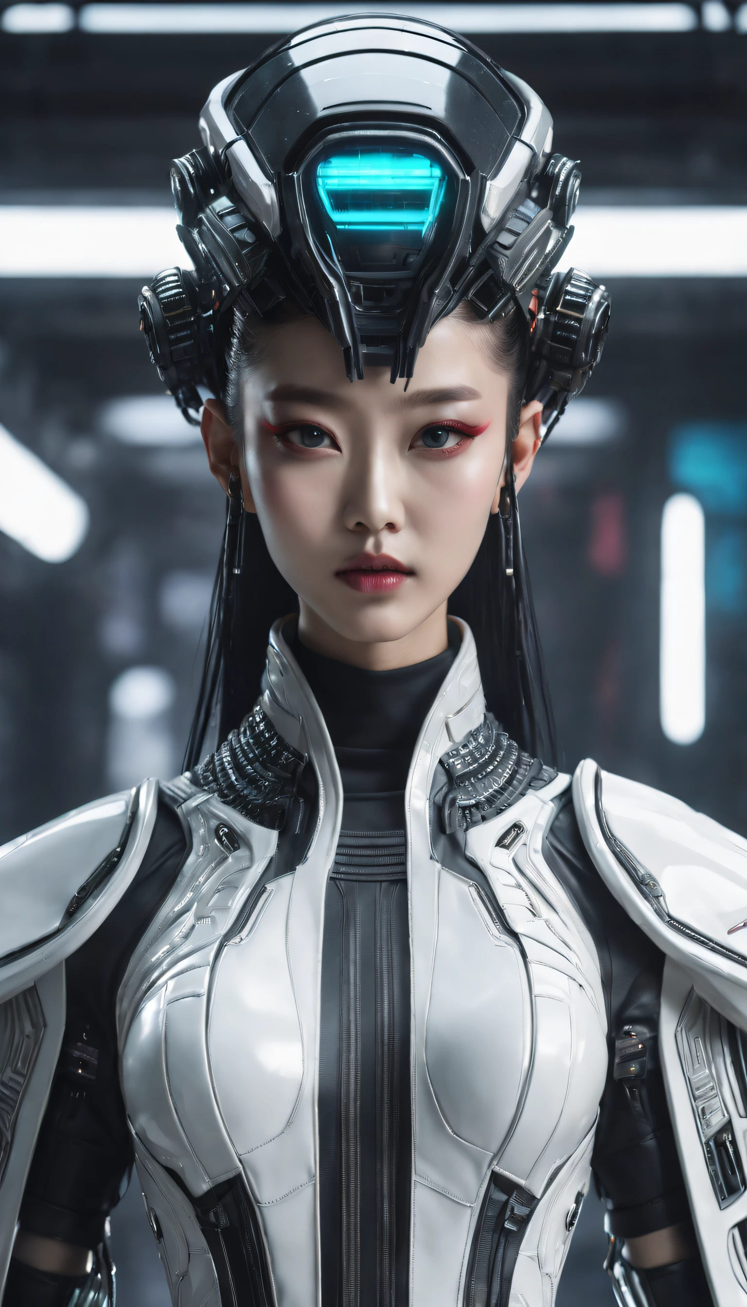 A fashion runway for alien technology , vogue photography , Inspired by Chinese Xianxia and cyberpunk。(Best quality,4K,8K,A high resolution,Masterpiece:1.2), (Realistic,Photorealistic,photo-realistic:1.37).