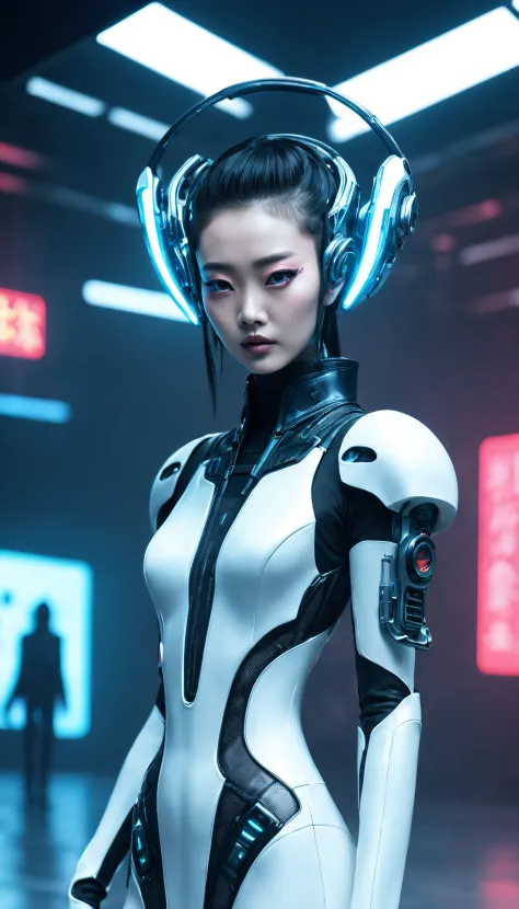 a fashion runway for alien technology , vogue photography , inspired by chinese xianxia and cyberpunk。(best quality,4k,8k,a high...