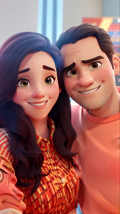 casal no estilo disney pixar, alta qualidade, melhor qualidade