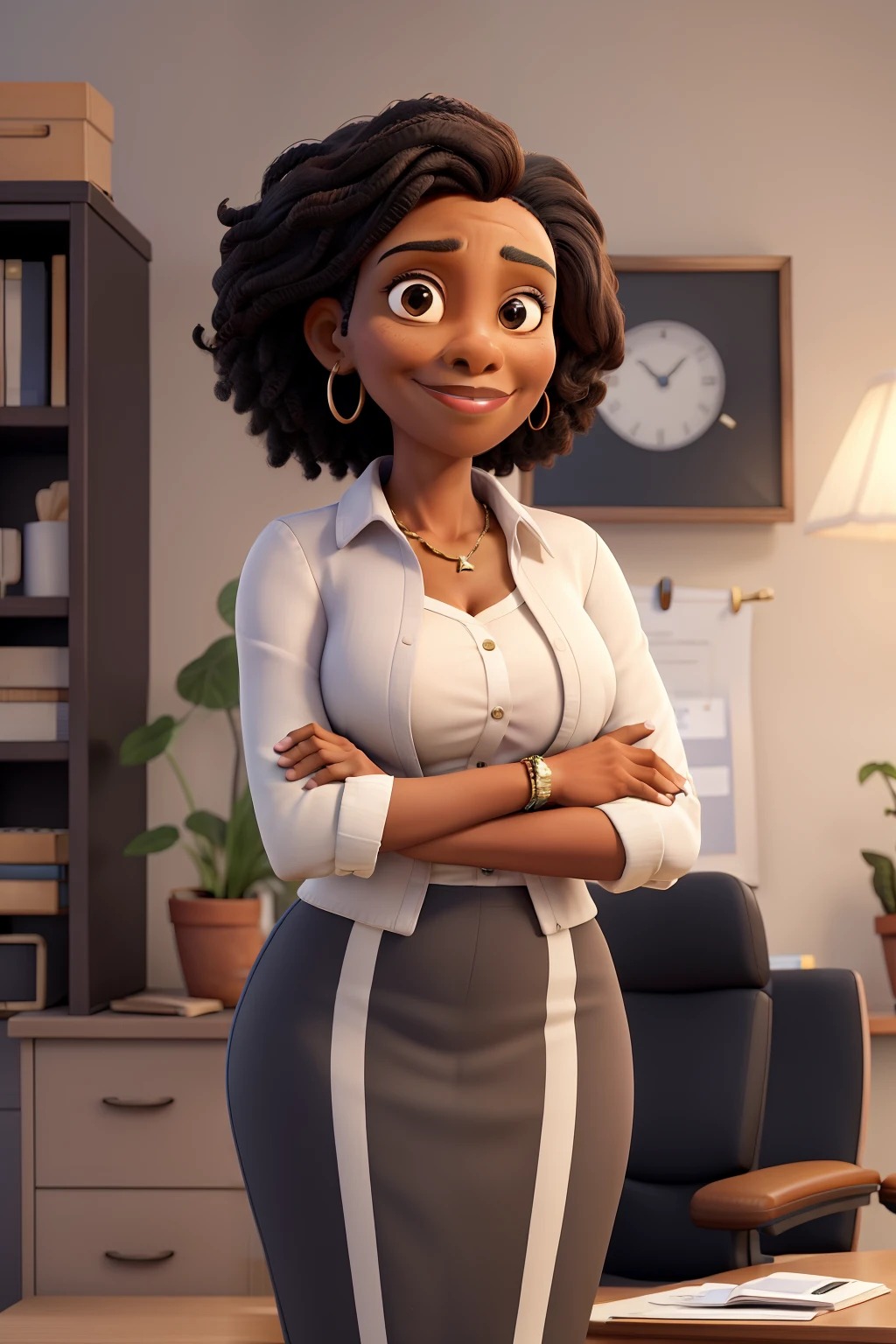 A woman in a business suit standing in an office - SeaArt AI