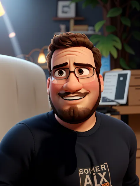 A man a little fatter than this lookin' at camera Pixar style beard