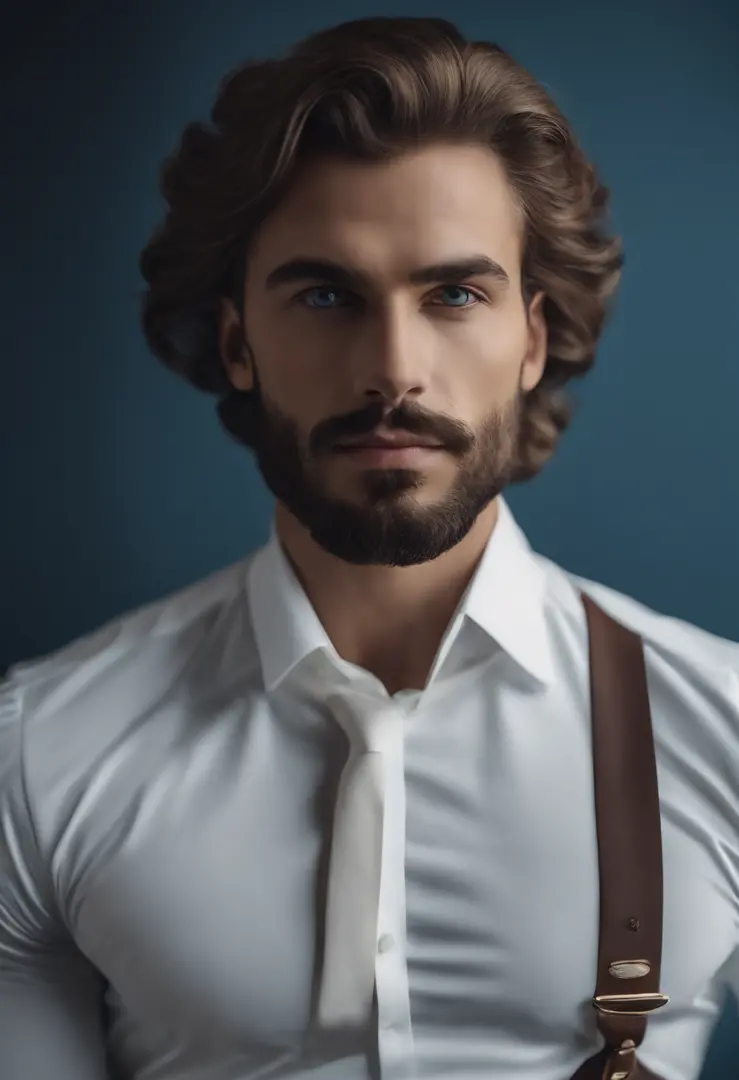 Hombre profesional con ropa elegante), (Sin barba,) (ojos azules) (retrato)  Apariencia hermosa y seria, pelo azul oscuro, elegante y elegante - SeaArt  AI