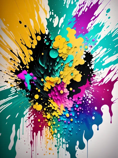 explosion of paints with magenta cyan yellow and black colors --auto --s2