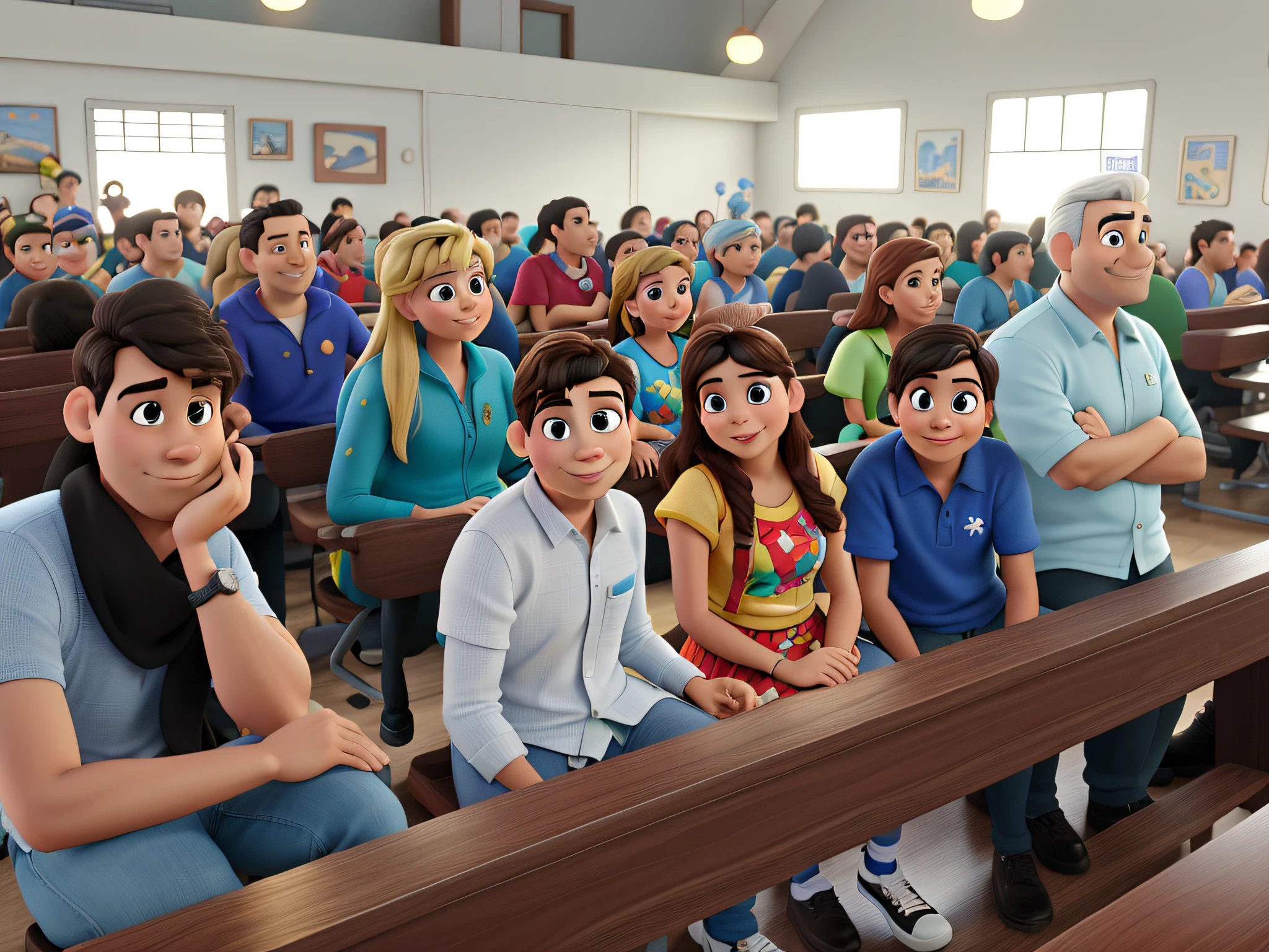 There are many people sitting in a church together - SeaArt AI