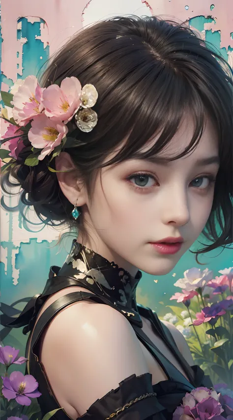 add_detail:2,1girl,detailed face,princess,taoist),flower, Lisianthus ,in the style of light pink and light azure, dreamy and rom...