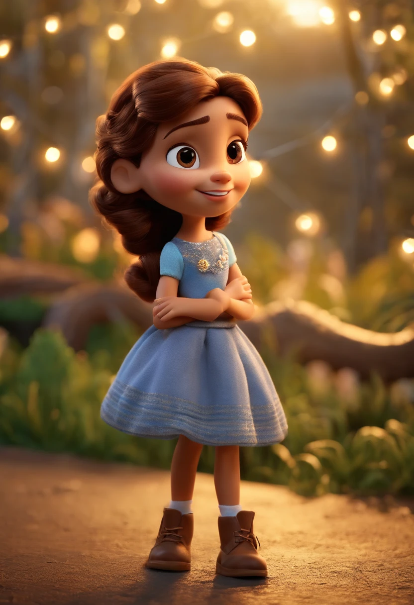 Mulher, estilo disney, tom de pele: claro:  Cabelo: marrom escuro, liso, curto, penteado para o lado direito. camisa: , Cor cinza. Fundo: Gray and white gradient,Comemorando, Hands raised, sorrindo, feliz, (estilo pixar) (obra-prima:1.2) (bokeh) (melhor qualidade) (pele detalhada) (textura detalhada) (8k) (claymation) (cinematic lighthing) (foco nítido