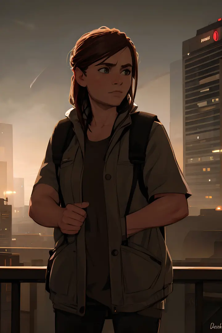 Ellie, Beautiful, dark city background,