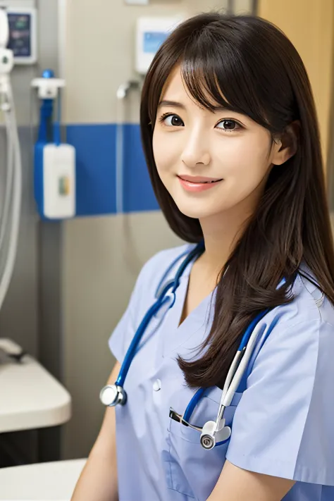 Female doctor、physician、Beautie、ren、hospitals、clinic、The upper part of the body、Healthy、japanes、cute little、unclear、Herren、faces、Facing the front、General Hospital