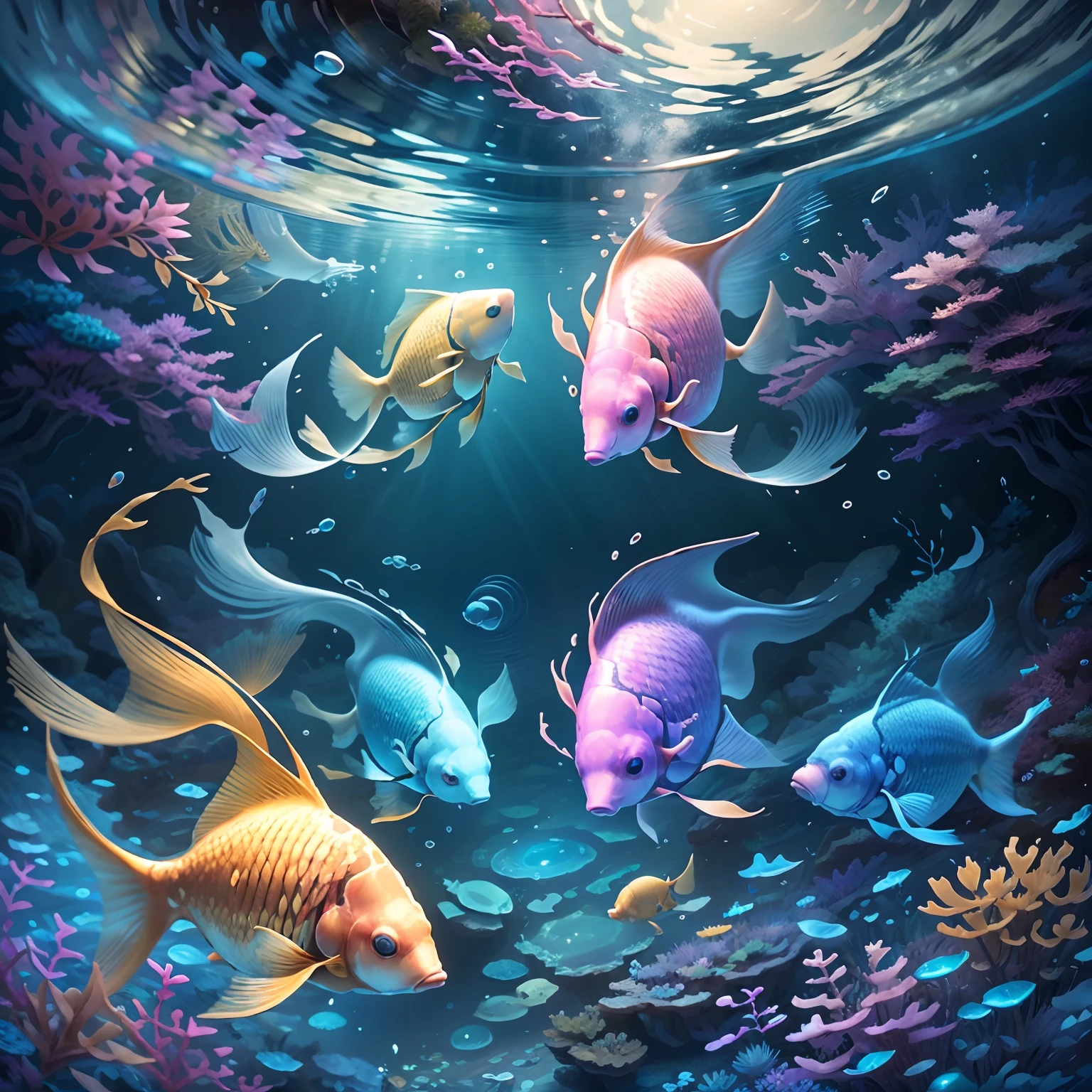 underwater tropical seas,angelfish,blue tang fish,bubbles,dreamlike,(best quality,4k,8k,highres,masterpiece:1.2),ultra-detailed,(realistic,photorealistic,photo-realistic:1.37),vivid colors,studio lighting,portraits,deep-sea light rays,hypnotizing color palette,ethereal ambiance,swaying seaweed,luminous schools of fish,tranquil and serene atmosphere,crystal clear water,majestic aquatic creatures,graceful movements,glimmering scales,mesmerizing patterns,submerged paradise,gentle currents and ripples,magical aquatic world,dancing light reflections,subtle hints of sunlight,peaceful and otherworldly,tranquility in motion,rhythmic ebb and flow,immerse in vivid hues,whimsical and enchanting scenery,serene underwater enchantment,marvel at the hidden wonders,swimming in dreams,captivating underwater allure,unseen treasures of the deep